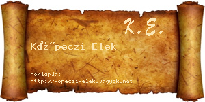 Köpeczi Elek névjegykártya