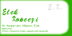 elek kopeczi business card
